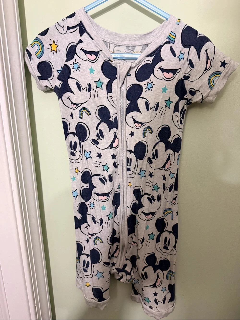 Little Sleepies Gray Mickey Forever Shorty Pajama Romper